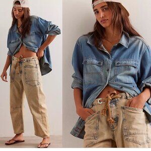 Free People Blue Ankle Cropped Jeans